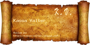 Kassa Valter névjegykártya